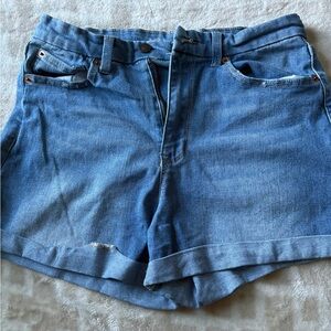 No Boundaries Blue Rolled-Hem Denim Shorts